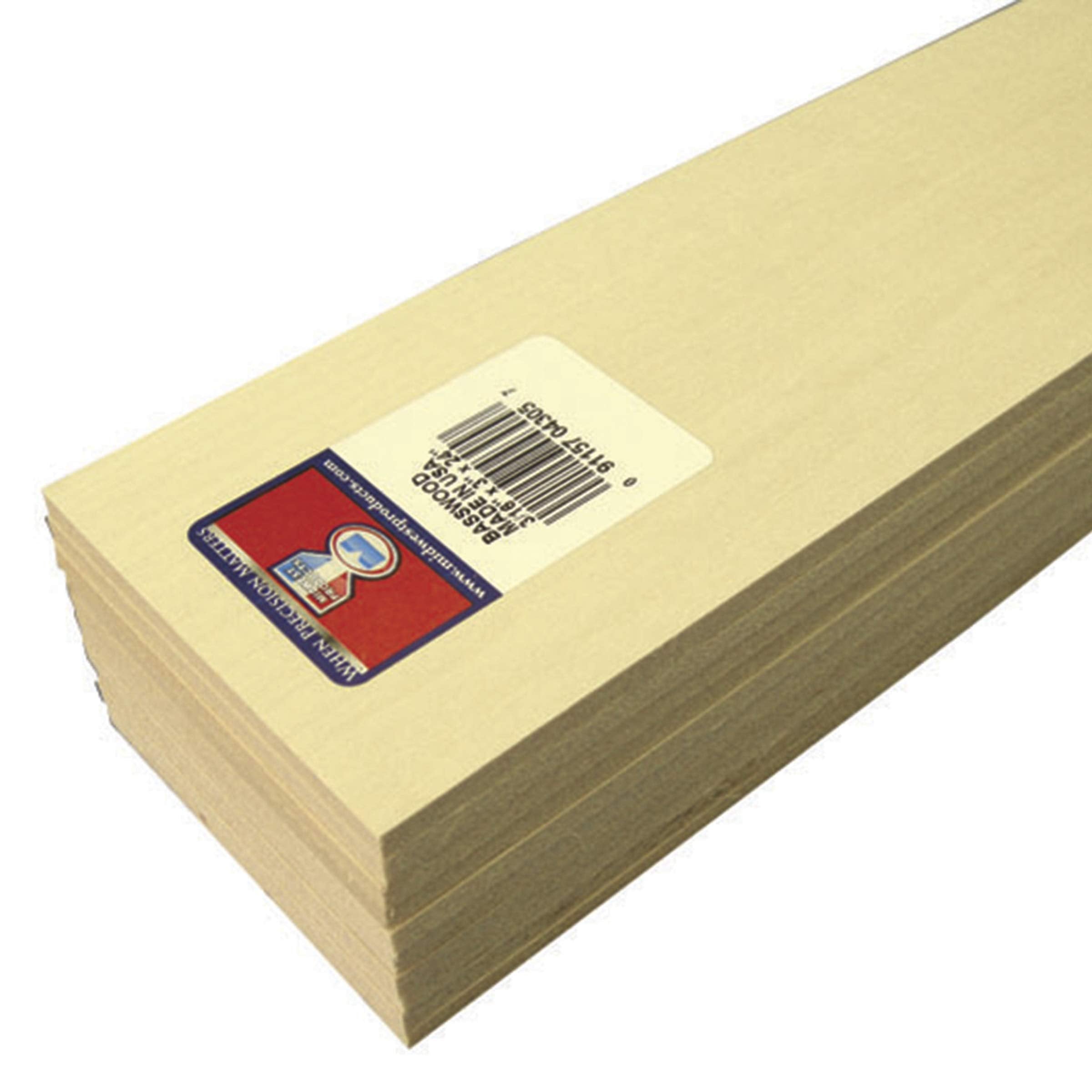 Midwest 4306 Basswood Sheets, 1/4 x 3 x 24-Inch